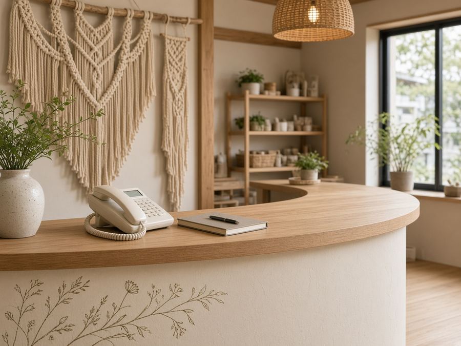 Contact desk at Macrame Forest Orbit in Fukuoka