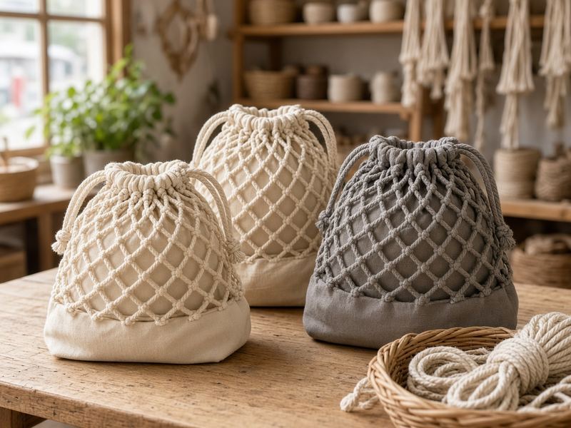 Rope bags at Macrame Forest Orbit